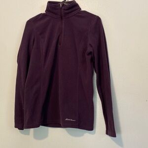 Eddie Bauer polartec mid zip up fleece like plum colored shirt small